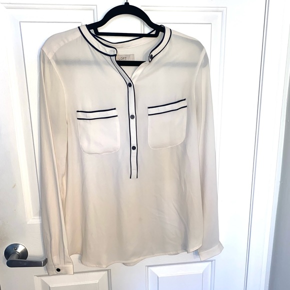 LOFT Sheer White Blouse - Picture 2 of 4